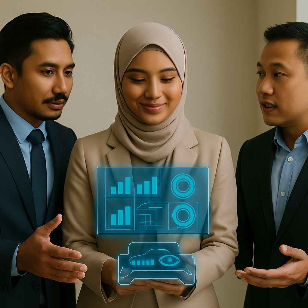 Consultation with financial charts overlay