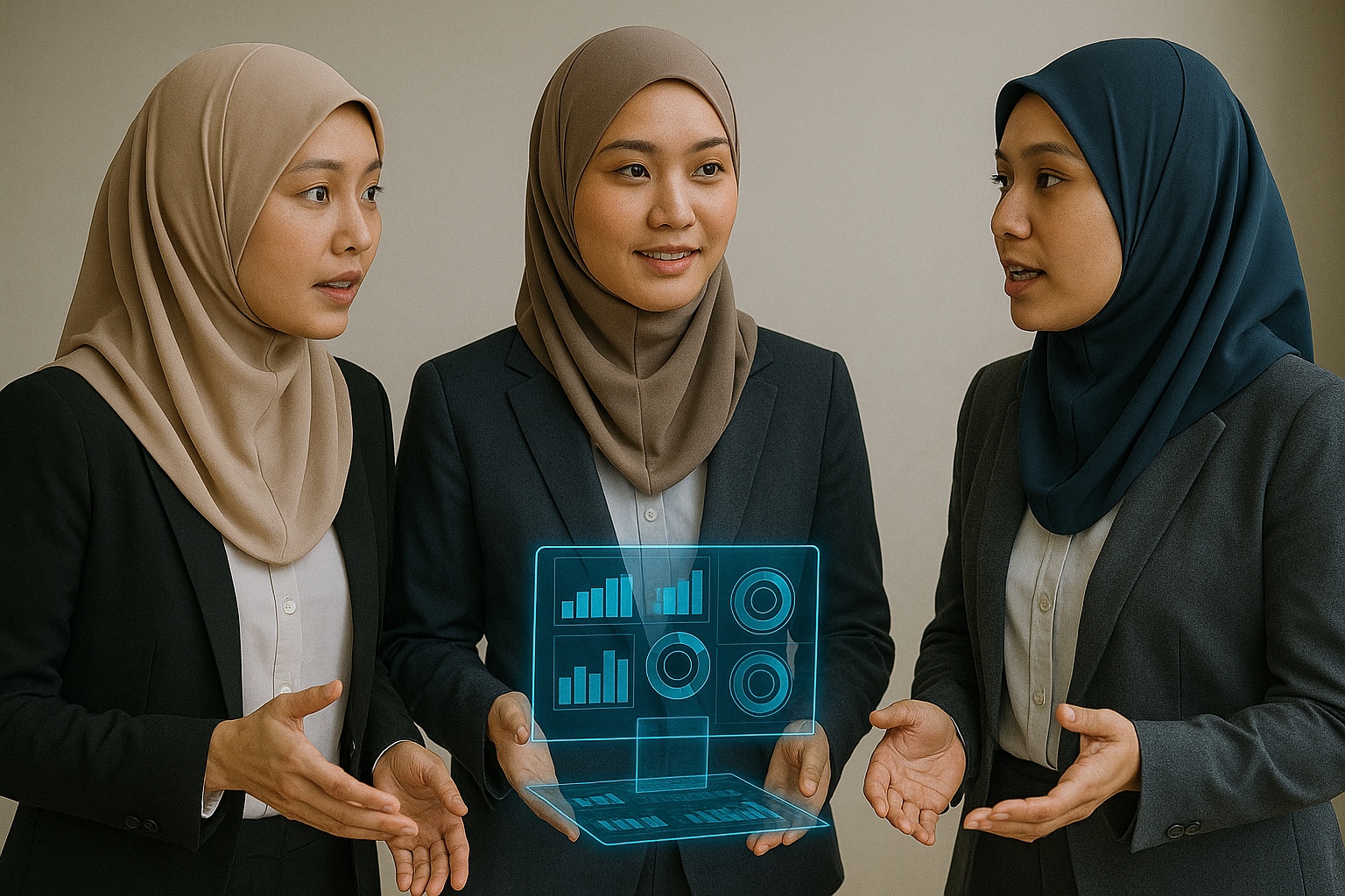 Consultation with financial charts overlay